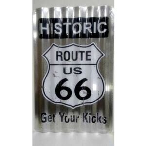 Route 66 Corrugated Metal Sign  New Grey Metal 12"x18"  Wall Fence Mother Road